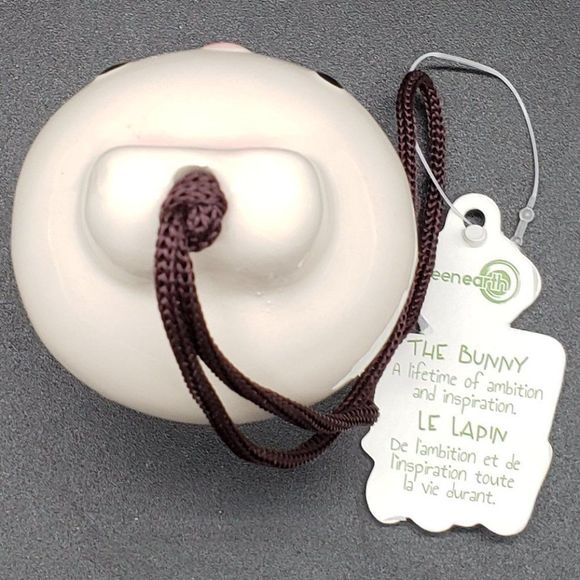 Green Earth Baby Bells Decorative Porcelain White Bunny Hanging Bell Figurine - Picture 10 of 14